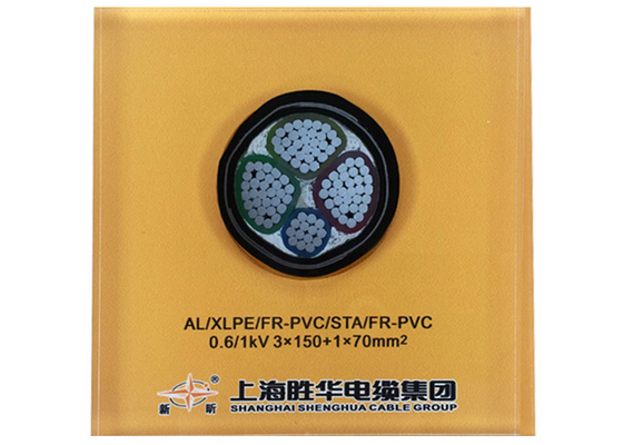 Trung Quốc 0.6 / 1kV 3x150 + 1x70 mm2 YJLV22 Cáp điện bọc thép AL / XLPE / STA / Dây cáp nhôm PVC nhà cung cấp