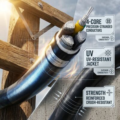 ABC 4x35mm2 UV Stabilized PVC Insulated Aerial Bundled Cable Overhead 0.6/1kV IEC60502 nhà cung cấp