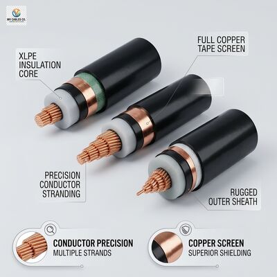 Cáp điện lực cách điện XLPE trung thế có vỏ bọc băng đồng 8.7/15kV nhà cung cấp