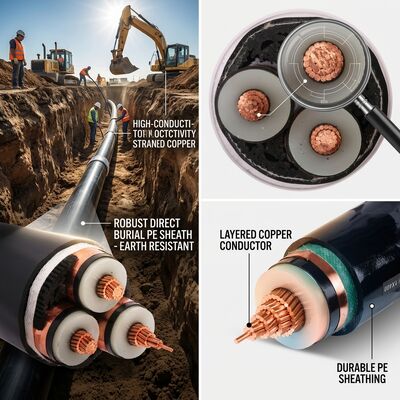 Cáp điện ngầm XLPE cách điện vỏ PE chôn trực tiếp 0.6/1kV nhà cung cấp